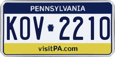 PA license plate KOV2210