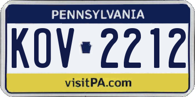 PA license plate KOV2212