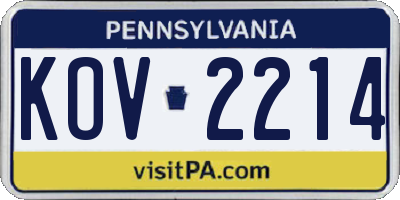 PA license plate KOV2214