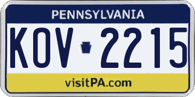 PA license plate KOV2215