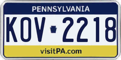 PA license plate KOV2218