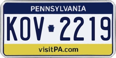PA license plate KOV2219