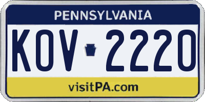 PA license plate KOV2220