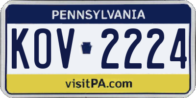 PA license plate KOV2224