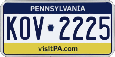 PA license plate KOV2225