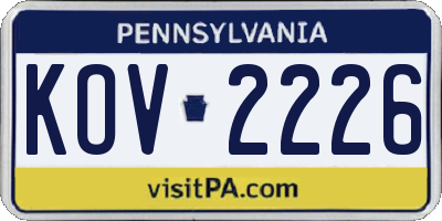 PA license plate KOV2226