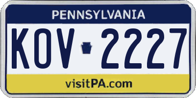 PA license plate KOV2227