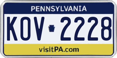 PA license plate KOV2228