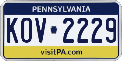 PA license plate KOV2229