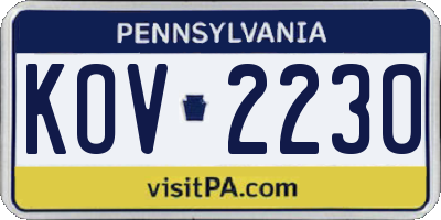 PA license plate KOV2230