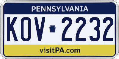 PA license plate KOV2232