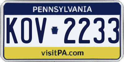 PA license plate KOV2233