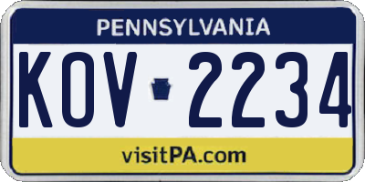 PA license plate KOV2234
