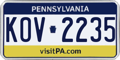 PA license plate KOV2235