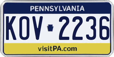 PA license plate KOV2236