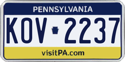PA license plate KOV2237