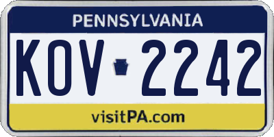 PA license plate KOV2242