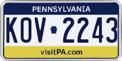 PA license plate KOV2243