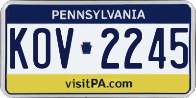 PA license plate KOV2245