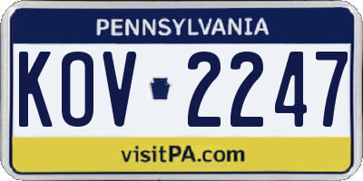 PA license plate KOV2247