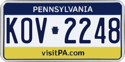 PA license plate KOV2248