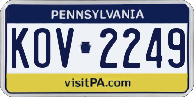 PA license plate KOV2249