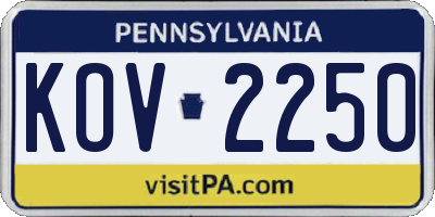 PA license plate KOV2250