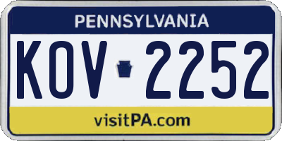 PA license plate KOV2252