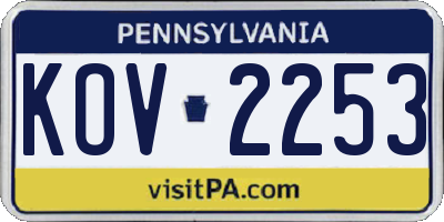PA license plate KOV2253