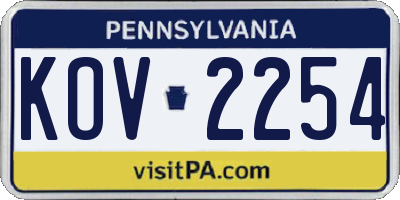 PA license plate KOV2254