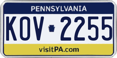 PA license plate KOV2255