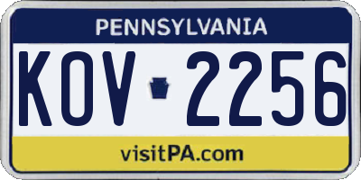 PA license plate KOV2256