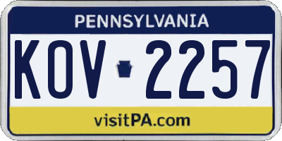 PA license plate KOV2257