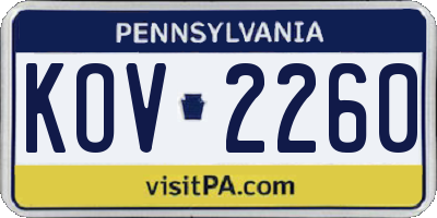 PA license plate KOV2260