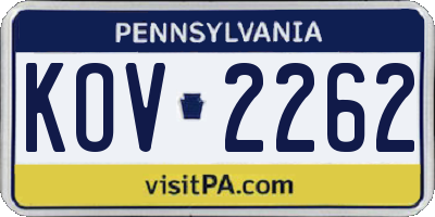 PA license plate KOV2262