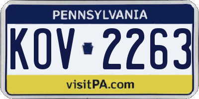PA license plate KOV2263