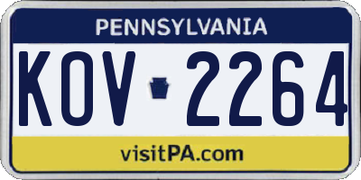 PA license plate KOV2264