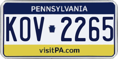 PA license plate KOV2265
