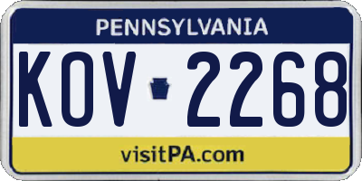 PA license plate KOV2268
