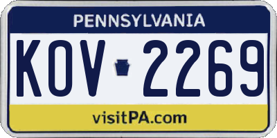 PA license plate KOV2269