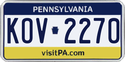 PA license plate KOV2270