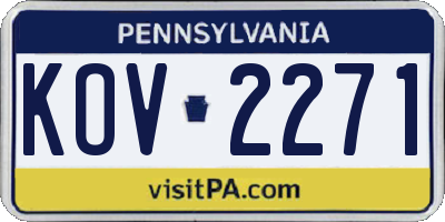 PA license plate KOV2271
