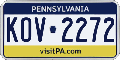 PA license plate KOV2272