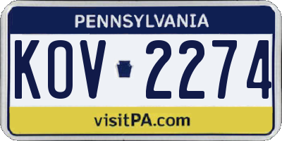 PA license plate KOV2274