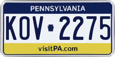 PA license plate KOV2275