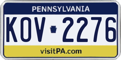 PA license plate KOV2276