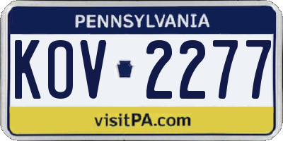PA license plate KOV2277