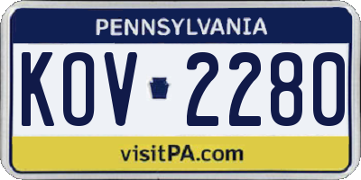 PA license plate KOV2280