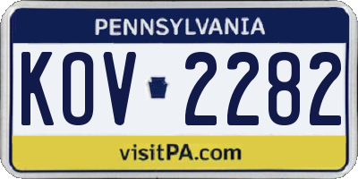 PA license plate KOV2282
