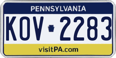 PA license plate KOV2283